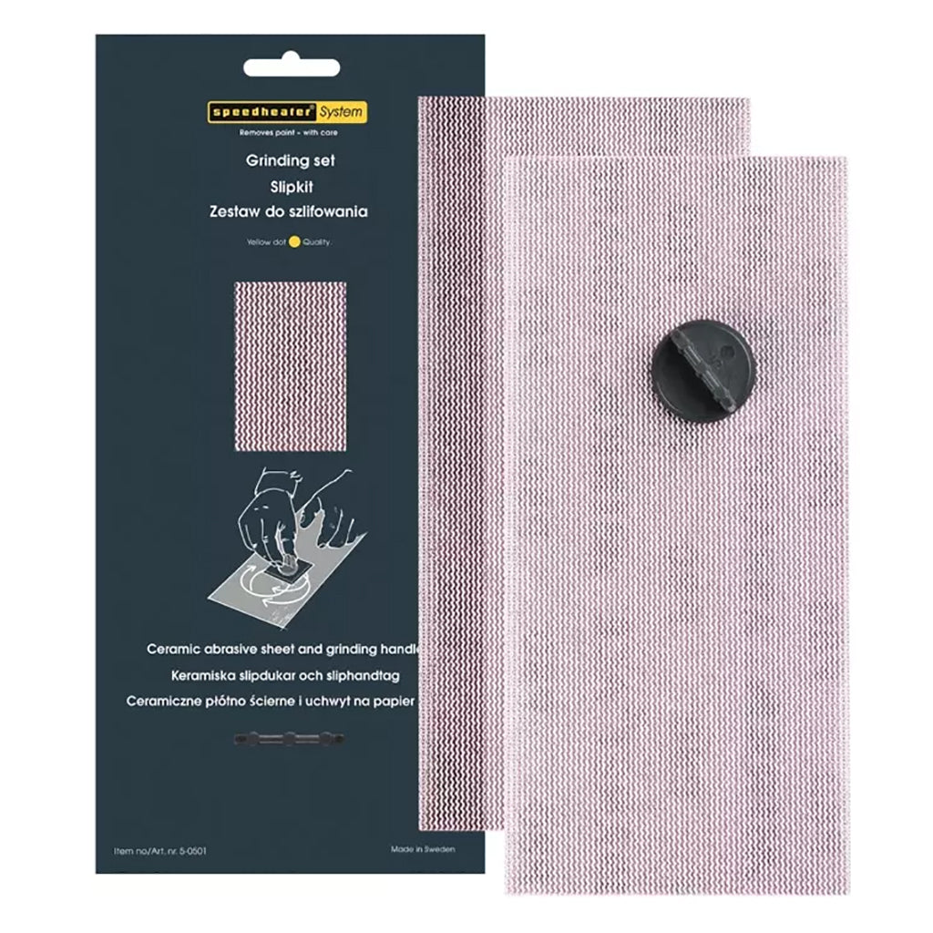 Speedheater Scraper Blade Grinding Set in packaging.