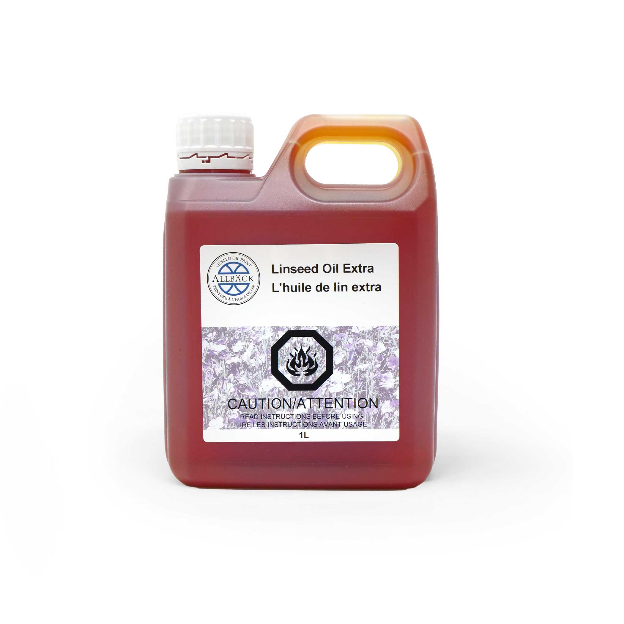 Bottle of Linseed Oil Extra on a white background