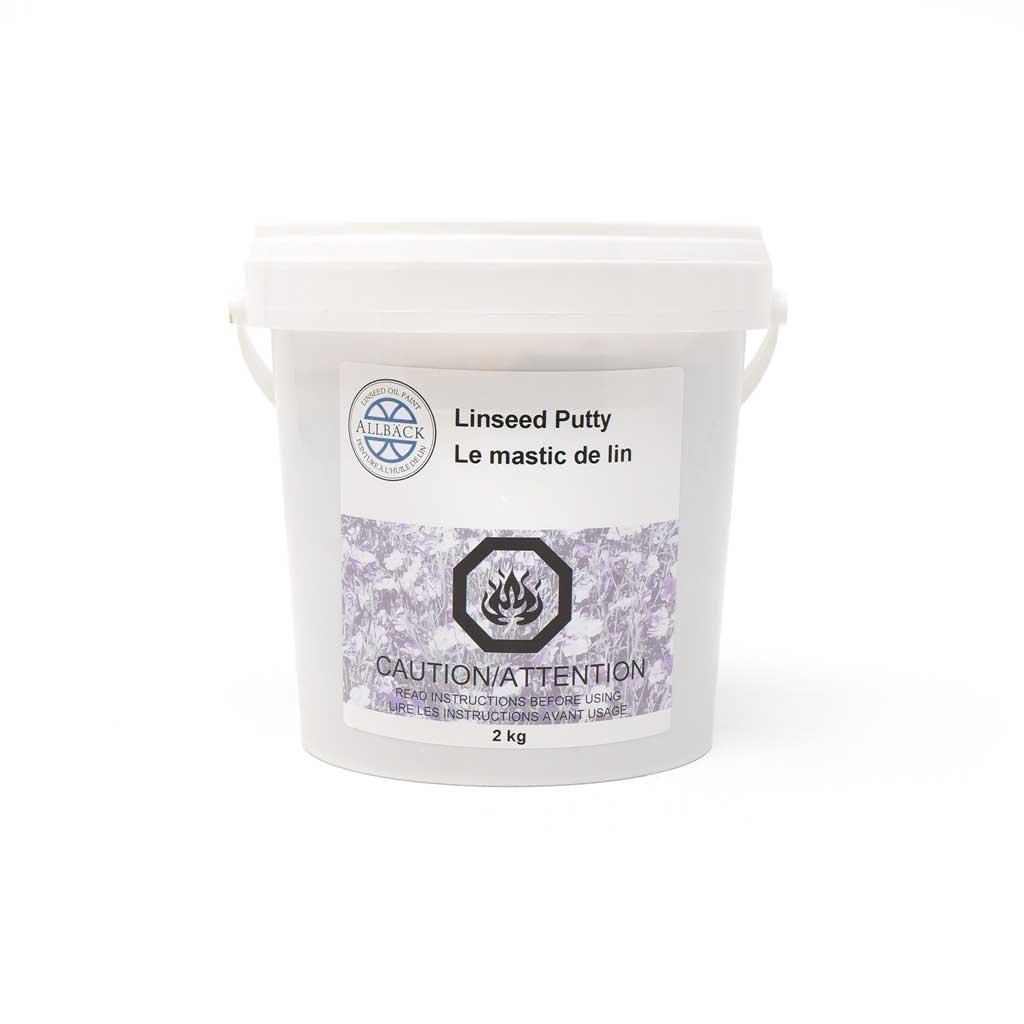 A 2KG white tub of Allback Linseed Putty