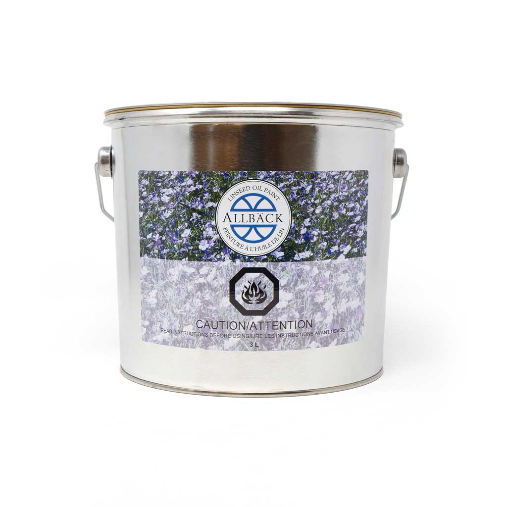 3 Liter can of Allback Linseed Oil Paint against a white background.