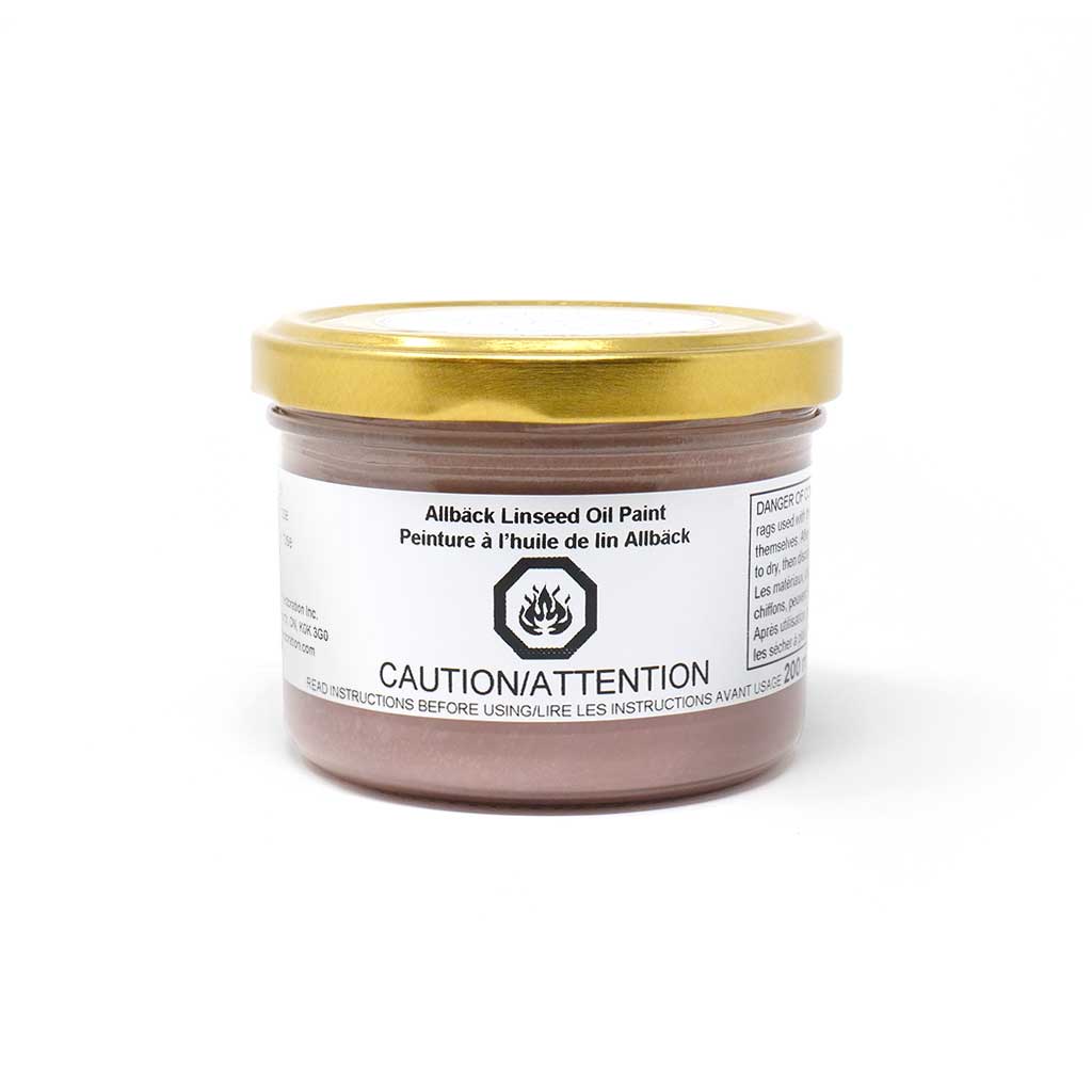 200ml of Allback Linseed Oil Paint with a gold lid in the shade old rose.