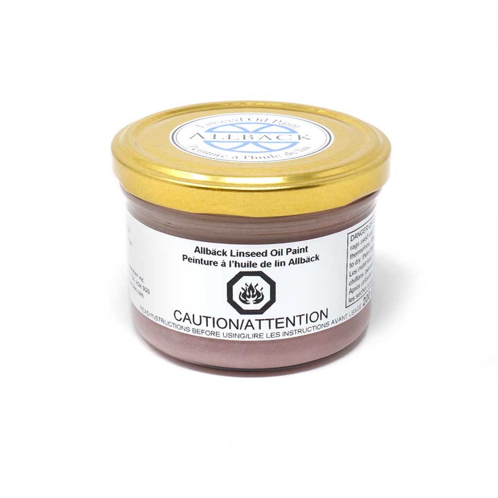 200ml of Allback Linseed Oil Paint with a gold lid in the shade old rose.