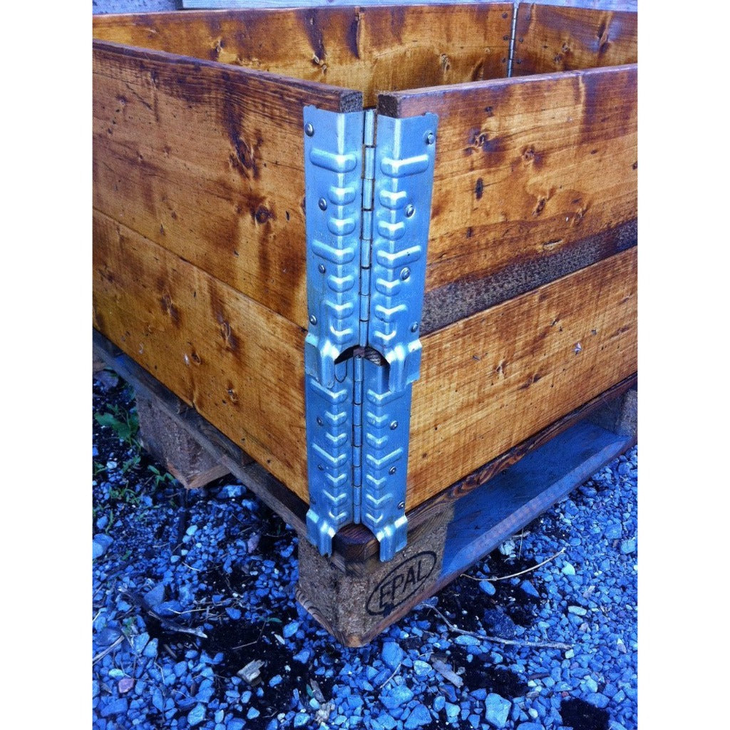 Collapsible Stackable Box with riveted galvanized metal hinges, treated with Pine Tar and Purified Linseed Oil.