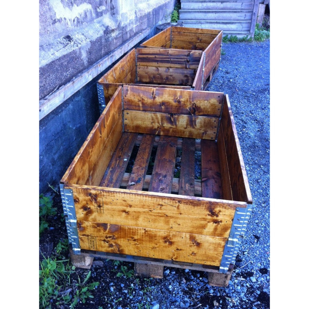 Collapsible Stackable Box treated with Pine Tar and Purified Linseed Oil.