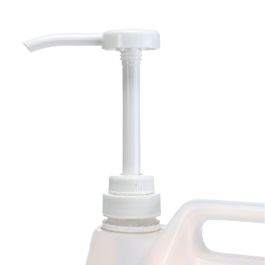 Closeup of dispenser pump for 5L Allbäck Linseed Soap and Oil.