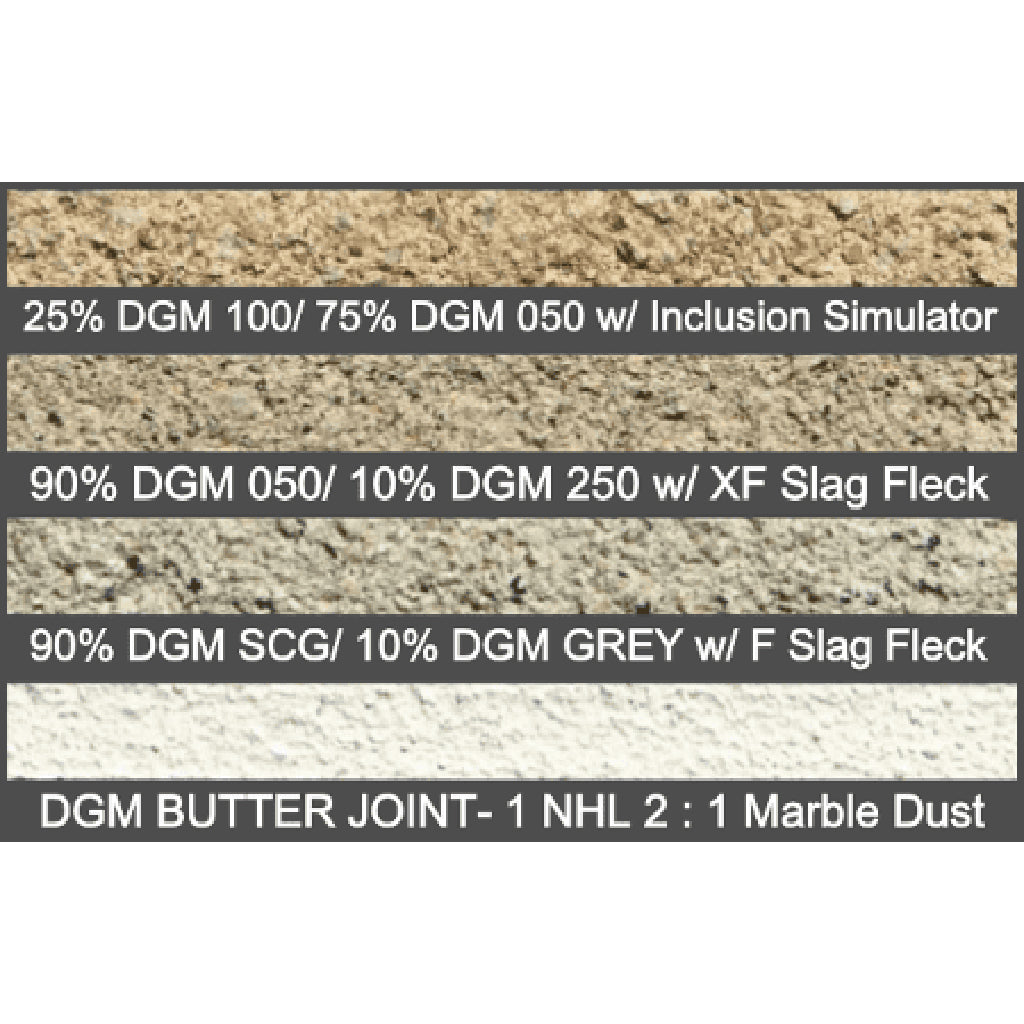 The 4 custom colours of the Ecologic Lime Mortar Sample Kit.