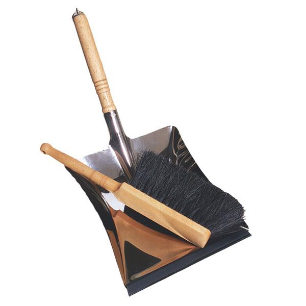 Redecker Galvanized Steel Dust Pan with Indoor Hand Brush